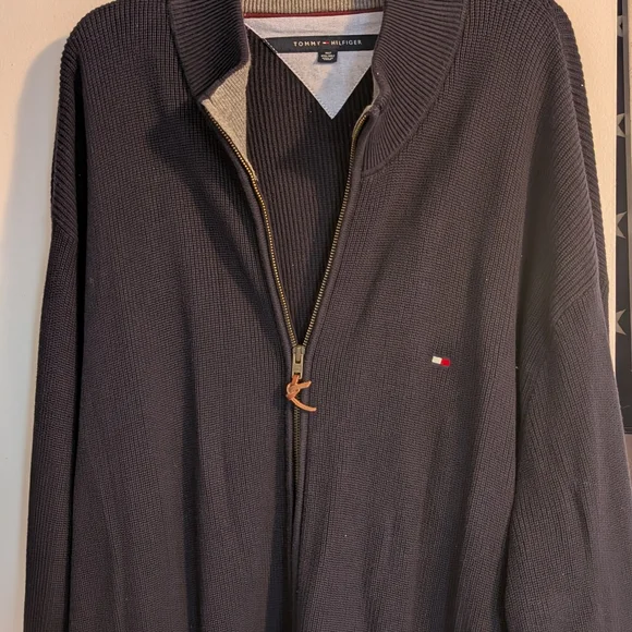 Tommy Hilfiger Men's Navy Zip-Up Sweater - Picture 4 of 4